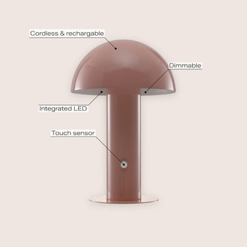 Boletus 10.75" Contemporary Bohemian Rechargeable/Cordless Iron Integrated LED Mushroom Table Lamp